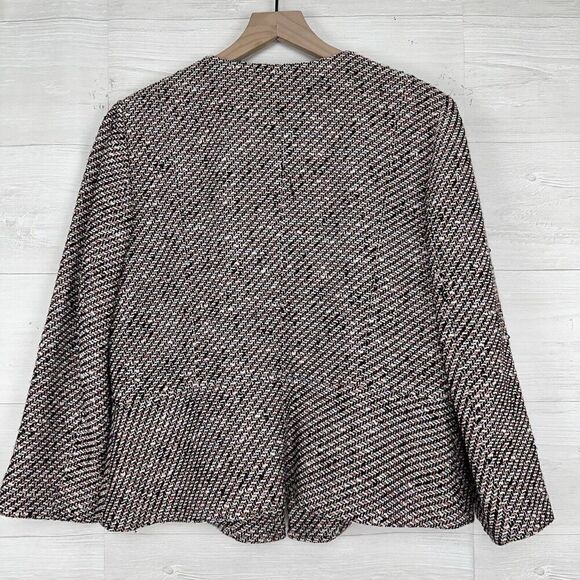 Talbots Tweed Blazer Lady Jacket Women 12 Black Pink Long Sleeves Round Neck - Picture 5 of 12